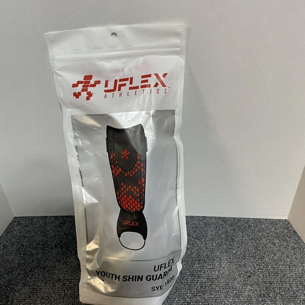 UFlex Athletics Youth Shin Guards Medium SYE-1800 Slip Slide Soccer Pads